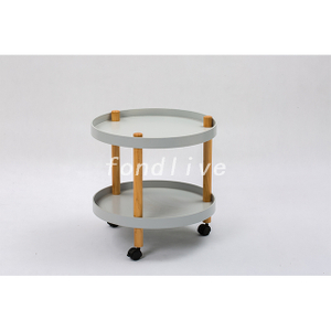 Table basse intelligente ronde en bois avec roues