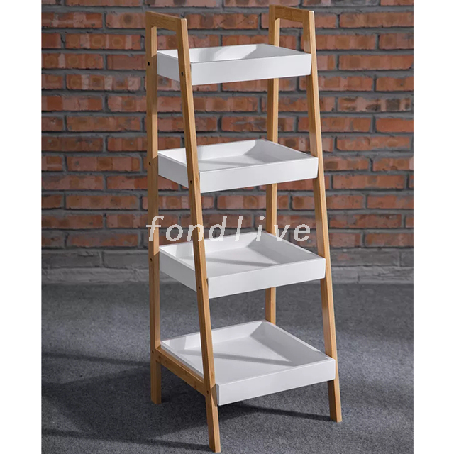 Étagère de rangement environnementale MDF 4 niveaux pour salle de bain Caddy